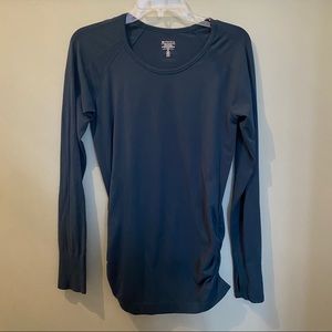 Athleta Speedlight Green Ruched Long Sleeve Top